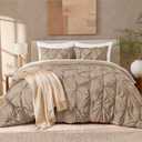 Andency Taupe Oversized King Comforter Set (120x98Inch), 3 Pieces Lightweight Pinch Pleat Cal King Bedding Comforters & Sets, Oversized Pintuck Soft Fluffy Down Alternative Bed Set for All Season