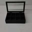 Alsonerbay Wooden Tea Box Tea Bag Holder Kitchen Storage Chest Box for Spice Pouches and Sugar Packets with 8 Compartments and Glass Window Weathered Black