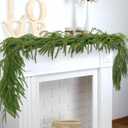 Hananona 2 Pcs Artificial Norfolk Pine Garlands, Real Touch Winter Pine Garland, Green Artificial Greenery Garland for Table, Mantle, Wall, Indoor, Outdoor Christmas Decorations (2, 6 FT)