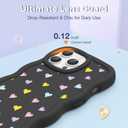 Compatible with iPhone 12 Pro Max Case for Women Girls, Curly Wavy Frame with Cute Pattern, Aesthetic Slim Soft Silicone TPU Bumper Shockproof Phone Case for iPhone 12 Pro Max - Color Heart