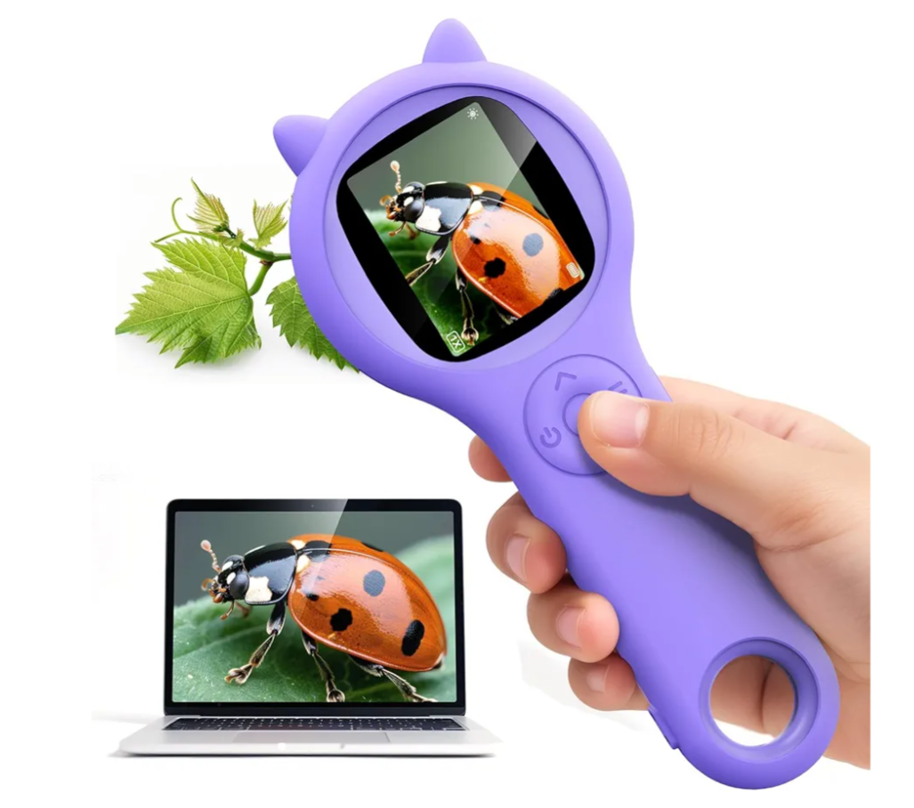 Microscope for Kids - Mini Pocket Handheld Microscope for Toddlers-STEM Educational Science Kit Toys for Christmas Birthday Gifts Toys for 5 6 7 8 9 10 11 12 Year Old Girls（Purple)