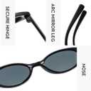 4 Piece Retro Oval Cat Eye Sunglasses for Women Y2k 90s Small Cateye Sun Glasses Trendy Narrow Shades (4Pcs Black+Red+Jelly Tea+Tortoise Tea)