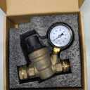 RV Water Pressure Regulator for RV Camper. Brass Lead-Free Adjustable Camper Water Pressure Regulator with 0-160 PSI Gauge Reducer Valve W FilterPackage includes 1 raw tape for water pipes.