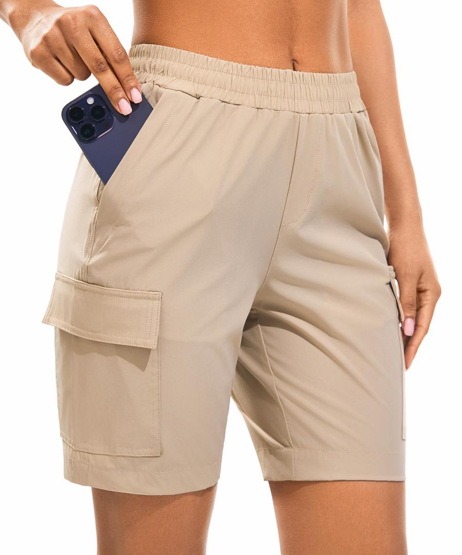 AFITNE Women's Hiking Cargo Shorts Quick Dry Lightweight Summer Athletic Running Shorts with Pockets for Golf Outdoor UPF 70+ 7" Khaki, S (S)