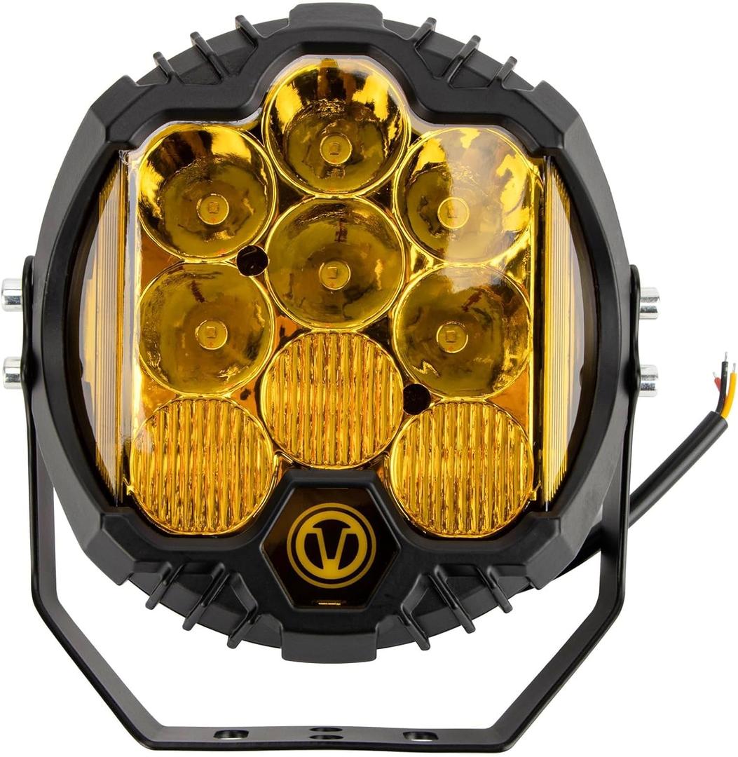 7 Inch Round Offroad Light - PSLER Driving Light Off Road 28W 5000LM Spot Flood Combo Work Light IP67 with DRL for Wrangler Pickup SUV ATV UTV Cart Trucks 4x4 F150Yellow