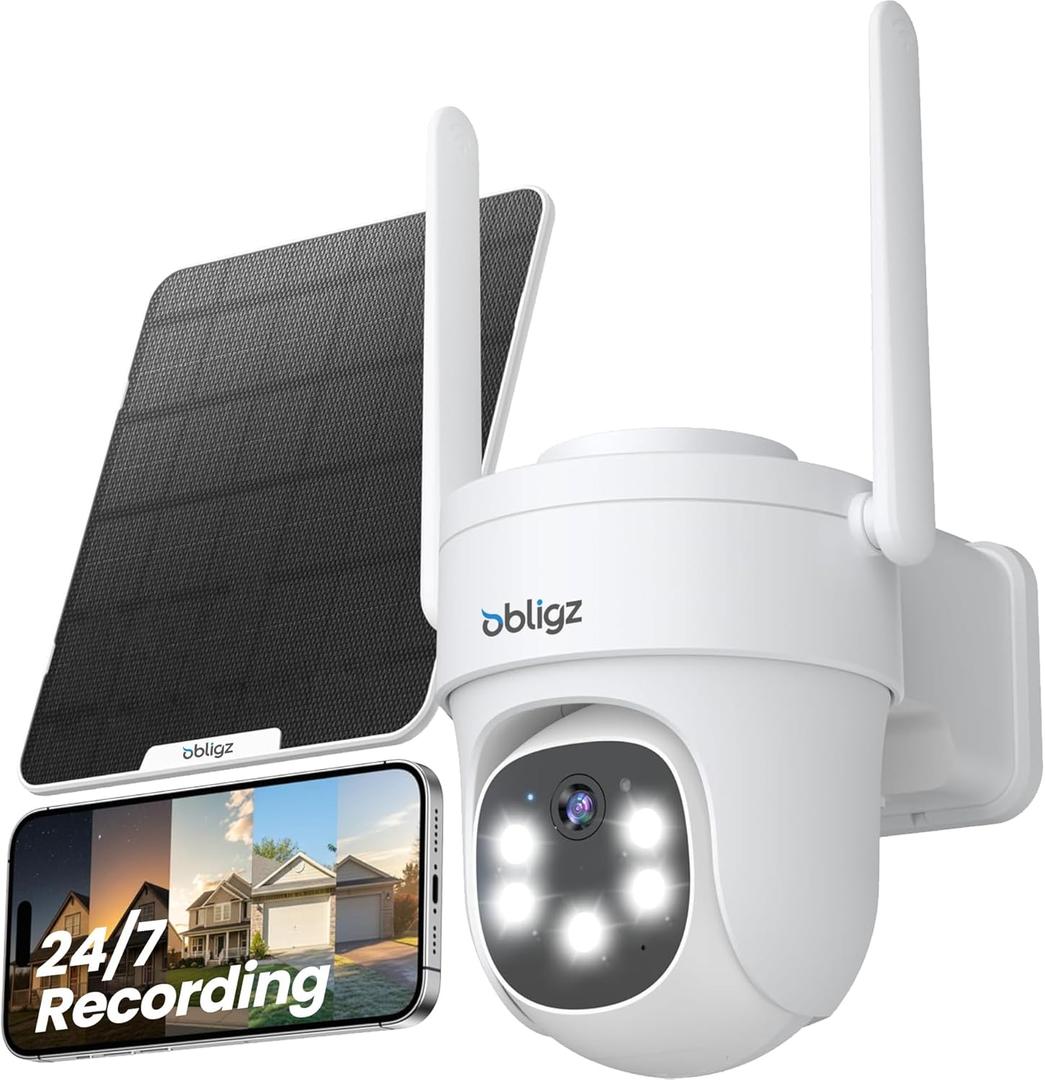 AOV Security Camera Wireless Outdoor with 6W Solar Panel,24/7 Recording Camera for Home Security, 2K Solar Cameras Outdoor Wireless, Auto Tracking，360°PTZ with Night Vision