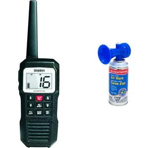 Uniden Atlantis 155 Handheld Marine Radio + SeaSense Large Air Horn