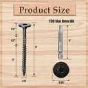 30 PCS #14 x 3 Inch Lag Screws Structural Wood Screws 3 inch, Black Coated Rust Resistant Heavy Duty Construction Screw Star Drive with Bit