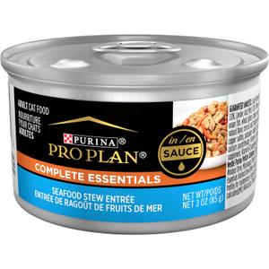 Purina Pro Plan Gravy Wet Cat Food, Complete Essentials Seafood Stew Entree in Sauce - (Pack of 11) 3 oz. Pull-Top Cans, BB April 2028
