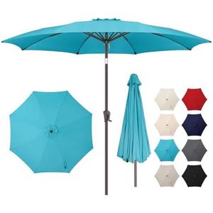AckMizz 11ft Outdoor Patio Umbrella - Table Umbrella Waterprool UV Protection, Sombrillas de Patio with Push Button Tilt&Crank, Sun Umbrella for Pool, Porch, Garden, Deck, Backyard(Sky Blue)