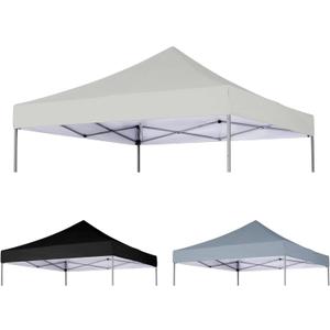 10x10 Canopy Replacement Top Cover, Waterproof Pop Up Canopy Tent Top with Ropes, Instant Canopy Top Sunshade Sliver Coated Oxford Cloth for Outdoor Garden Patio Camping (White, Top Only)