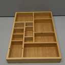 Juvale Bamboo Drawer Organizer Tray with 8 Adjustable Dividers - Kitchen & Utensil Drawer Organizer - Wooden Adjustable Drawer (14 x 10 x 2 In)