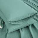 TUMEI 100% Linen Bed Pillow Cases Queen Size(25.98"20.08") - Set of 2 Linen Standard Pillow Covers Washed Solid Color Natural Flax Soft Breathable, Ocean Blue Queen