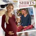 Sweetyweee 3 Pack Women's Thermal Maternity Shirts Fleece Lined Long Sleeve Tops Split Side V Neck Pregnancy Clothes(Wine Red, Navy Blue, Black,XX-Large)