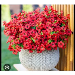 Kingsboomy Artificial Flowers for Outdoors, Faux Plants Flowers, 12 Bundles Silk Colorful Fake Flowers Eucalyptus Realistic UV Resistant for Outside Home Planter Porch Patio Yard Decor (12, Red)