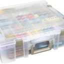 ArtBin 6981AB Super Satchel Deluxe Divided Base, Large Portable Art & Craft Organizer with Drawers, [1] Plastic Storage Case, Clear