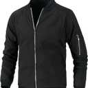 Mens Lightweight Bomber Jacket Casual Windbreaker Zip Up Coat with Pockets for Spring Fall (Black, S)