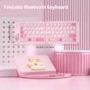 Foldable Bluetooth Keyboard with UV Printing Technology Rechargeable Keyboards,Compact Wireless Travel Keyboards for iPad, Smartphone, Tablet and Laptop - Z1 Pink Colorful
