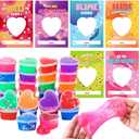 OCHIDO Valentines Day Cards for Kids- 30 Set of Heart Shape Slime with Valentines Greeting Cards - Valentine Exchange Gifts for kids ,School Event /Classroom Prizes,Valentine's Party Favors