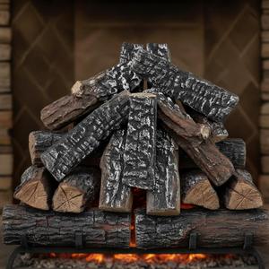 LemonRoad 15 Pcs Small Faux Logs Decorative Heat Resistant Fake Logs Wood Realistic Stackable Ceramic Branches for Indoor Outdoor