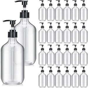 Tessco for You 24 Pcs Clear Soap Dispenser Empty Plastic Pump Bottles Refillable Shampoo Container for Hand Sanitizer Soap Lotion Body Wash Conditioner Bathroom Kitchen Travel, 16.9oz