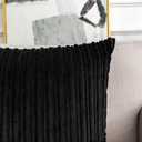 UGASA 14x24 Inch Pillow Cover Pack of 1 Soft Boho Stripe Corduroy Long Rectangular Lumbar Cushion Cover Farmhouse Decorative Throw Pillowcase for Bed, Couch, Sofa, Bedroom, Living Room, Black