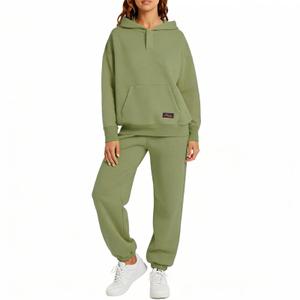 Womens 2 Piece Sweatsuit Set, 2025 Casual Long Sleeve Hoodie with Loose Wide Leg Sweatpants for Fall and Winter, Medium