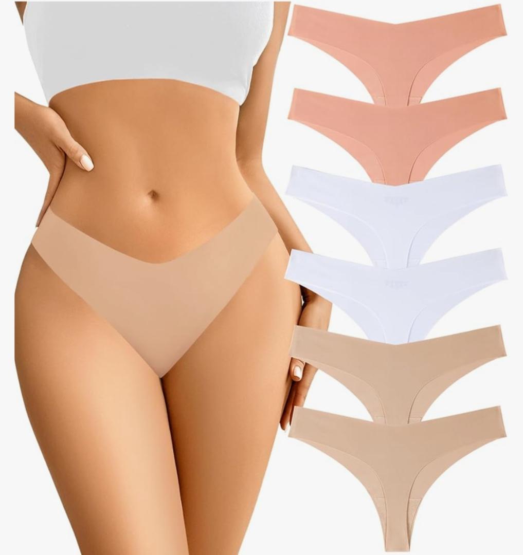 Acvvtis Seamless Thongs - No Show Underwear Pack - Breathable Panties for Women - Colorful 12 Thongs L