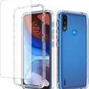 Compatible with Moto E7 Power Case, Moto E7i Power XT2097 Case with Tempered Glass Screen Protector, Full Body Shockproof Clear Flexible Protective Cover Case for Motorola Moto E7 Power (clear)