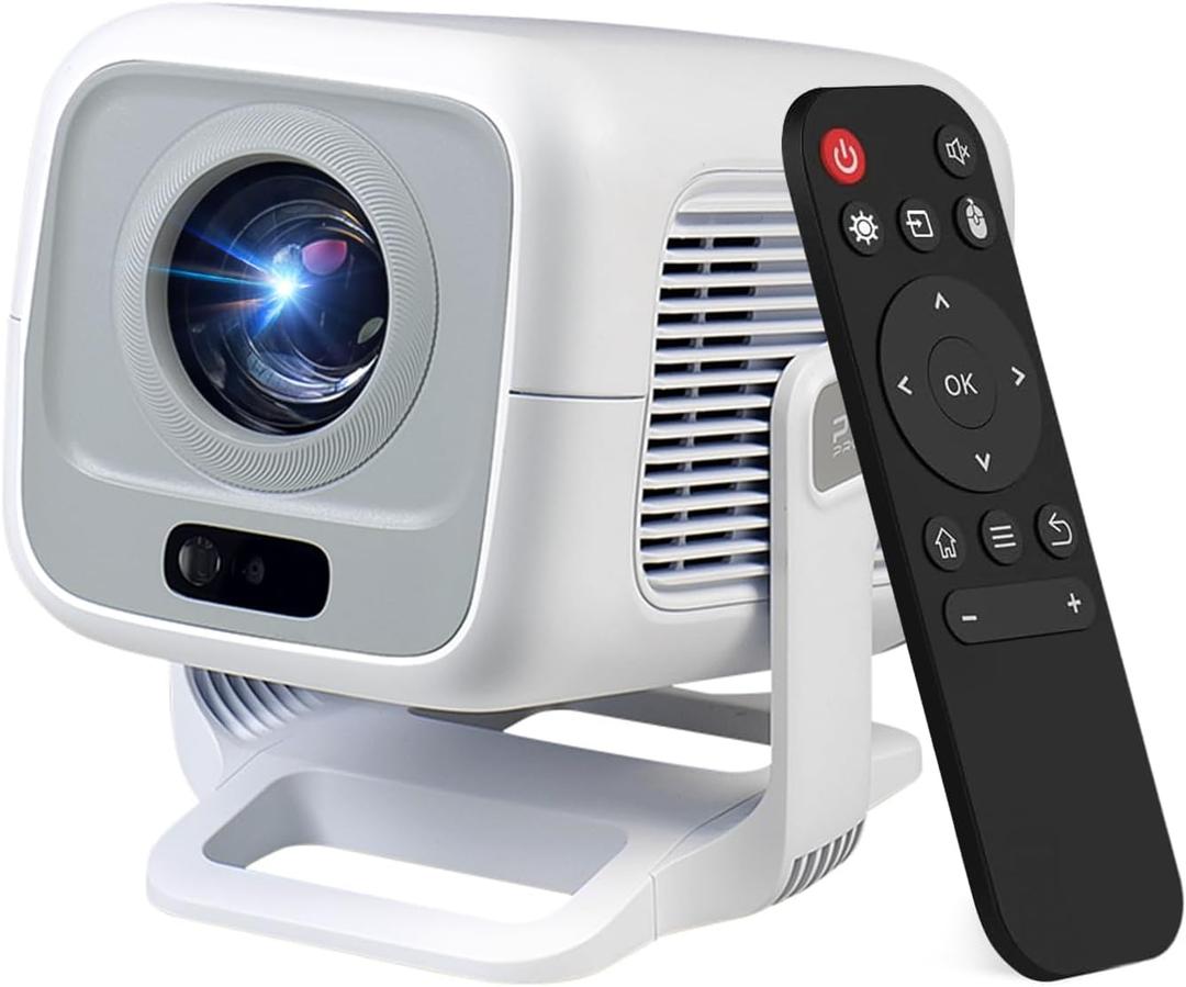 Mini Projector with Wifi and Bluetooth ,Native 1080P 4K Support Portable Projector with Android TV OS,180 Rotatable,AI Auto Focus & Keystone,35"-130" Screen Video Projector