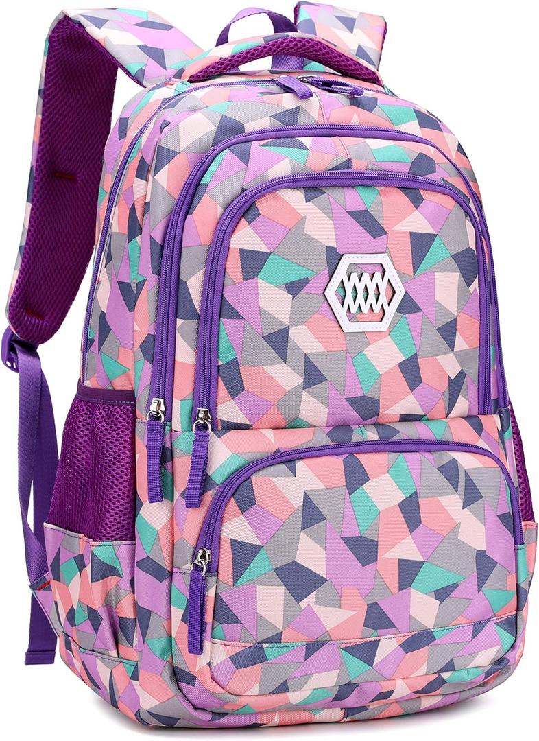 Bansusu Geometric Print Kids Backpack for Girls Boys School Bag Bookbags, Size: Large-A