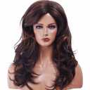 Rugelyss Vintage Wigs Brown Mixed Blonde Wig for Women Lady Layered Synthetic Full Wigs for 60s 70s 80s Cosplay Costume Disco Hair Wig