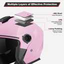 Adult 3/4 Open Face Motorcycle Helmet, Double Visor Motorbike Scooter Ebike Moped Cruiser Helmets for Men and Women DOT Approved (Pink, L)