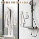Suction Cup Hooks for Shower No-Drill Bathroom Hooks for Towels, Robes, Loofah Mountable on Bathroom Walls, Kitchen, Glass, Mirrors, Tile and Smooth,Non-Porous Surfaces (2, Milk White)