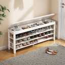 Shoe Rack Bench Seat Rubberwood 3-Tier Wooden Storage Bench 550lbs Compact Mid-Century Modern Design for Entryway, Hallway, Closet, Front Door Entrance, Foyer (47.2"W x 11.8"D x 20.5"H)