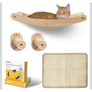 Furtell Cat Hammock Wall Set: Premium Cat Wall Hammock with Scratching Steps & Pad. Versatile and Friendly, Ideal Cat Climber for Indoor Cats. Includes Hardware for Concrete, Drywall & Hard Surfaces