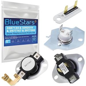 BlueStars 3387134 Cycling Thermostat 3392519 Dryer Thermal Fuse 3977393 Thermal Cut-off Switch 3977767 High-limit Thermostat Kit - Compatible with Whirlpool Kenmore Maytag Dryers