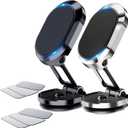 2 Pack Alloy Folding Magnetic Car Phone Holder,360 Rotation Magnetic Cell Phone Holder for Car [Super Strong Magnet] Bracket Magnetic Dashboard Phone Car Mount for All Smartphone (Silver+Black)