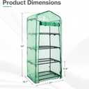 Aoodor 27x19x63 Inch 4 Tier Upgrade Greenhouse with Protective PE/PVC Base for Tidier and Cleaner Indoor Outdoor Gardening on the Deck, Patio or Backyard, Green