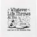 Trendy Retro Duck Kitchen Towels, Gifts for Duck Lovers Dish Tea Towels for Kitchen Decor, Whatever Life Throws at You Funny Animal Decorative Hand Towels for Bathroom, 16x24 Inch