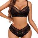 Avidlove Lingerie Set for Women Lace Bra and Panty Sets 2 Piece Lace Babydoll Outfits S-XXL (Medium, Black)