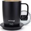 PRO 14 oz. Self-Heating Coffee Mug  4-Hour Battery Life, Adjustable Temperature Control, LCD Display, One-Touch Adjustment, Magnetic Slider Lid  Keep Your Coffee Hot for Hours! (Black)