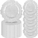 fani 50 Pcs Silver Charger Plates Bulk, 13 Inch Reef Wedding Chargers for Dinner Plate, Round Plastic Reusable Ruffled Rim Decorative for Table Setting, Parties, Wedding, Events