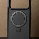 Protective Case for iPhone 17 Pro Max with Magnetic Ring, 360 Rotating Kickstand, Grey, Slim Fit Hard Body (Black)