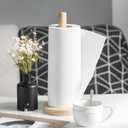 KitchLife Wooden Paper Towel Holder Countertop - Solid Freestanding Paper Towel Dispenser Stand with Anti-Skid Base (Beech Wood Classic Round)