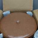 Small Foot Stool, Round Faux Leather Pouf Ottoman Foot Rest, Footstool Ottomans with Rubber Legs Under Desk, 13''L x 13''W x 10.2''H, Footrest for Couch, Living Room, Bedroom, Hallway, Brown