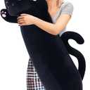 MaoGoLan Long Cat Body Pillow for Kids, 44'' Big Kitten Plush for Adults, Big Black Cat Stuffed Animal for Girl, Large Kitten Plush Throw Pillow for Valentines Birthday Gift, Baby Shower Decor