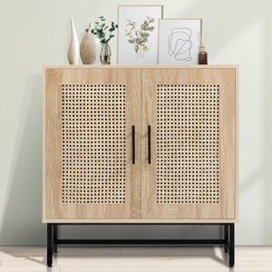 KFO Storage Cabinet with Handmade Natural Rattan Doors, Rattan Buffet Cabinet, Sideboard for Living Room, Hallway, Dining Room, Entryway (Wood Color) KFO Storage Cabinet with Handmade Natural Rattan Doors, Rattan Buffet Cabinet, Sideboard for Living Room, Hallway, Dining Room, Entryway (Wood Color)