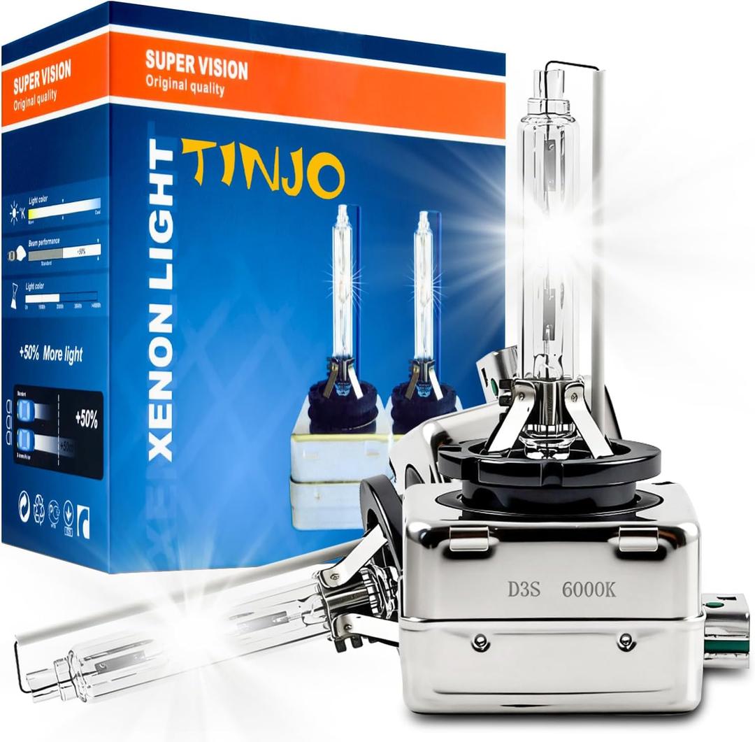 D3S HID Bulbs Fits for Audi A4 S4 A3 A5 S5 A6 A7 A8 Q5 Q7 Allroad Quattro HID Headlights Bulbs 6000K Cool Bright White D3SC1 Xenon HID Replace OE Yellow Dim 4300K 35W Projector Bi-Xenon Light, 2 Pack