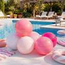 Realspring 24 Pcs Inflatable Beach Balls for Kids Bulk Pastel Solid Color Jumbo Beach Ball Swim Pool Floating Toys Baby Shower Birthday Summer Party Decor(Pink and White,26.5 Inch)